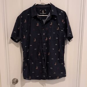 Hinano Tahiti Men's Dark Blue Patterned Shirt